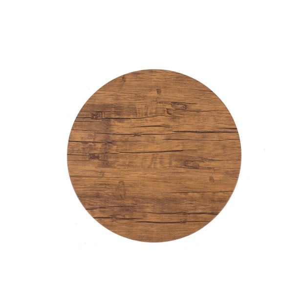 Vintage Round Coffee 2 Tables Steel Frame Brown & Black Image 5