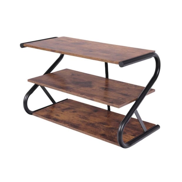 Rustic Wood 3-tier Medium Shoe Rack Shelf Stand Storage Organizer