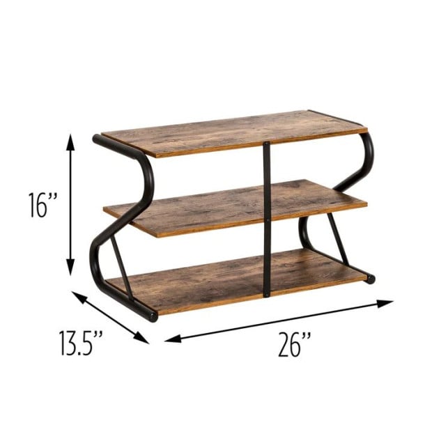 Rustic Wood 3-tier Medium Shoe Rack Shelf Stand Storage Organizer Image 3