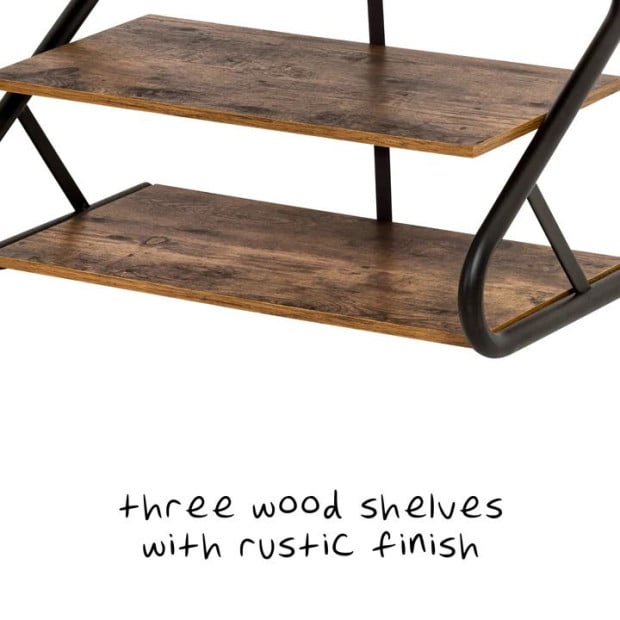 Rustic Wood 3-tier Medium Shoe Rack Shelf Stand Storage Organizer Image 4