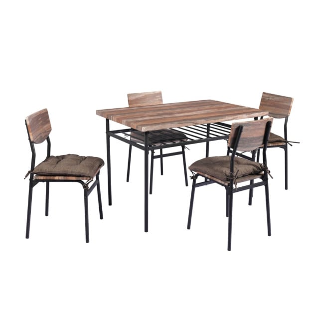 5pc Kitchen Dining Room Table And Chairs Furniture With Cushion Mat Image 2