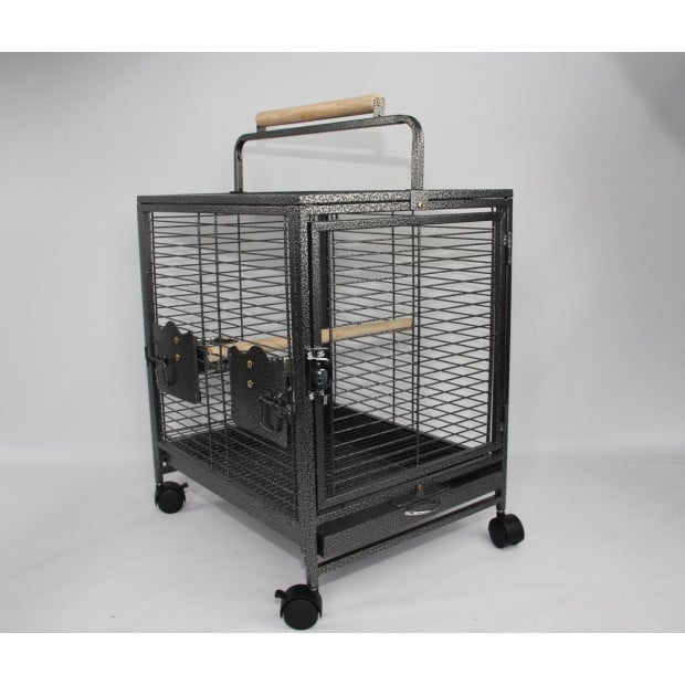 Small Bird Transport Budgie Cage Parrot Aviary Carrier With Wheel