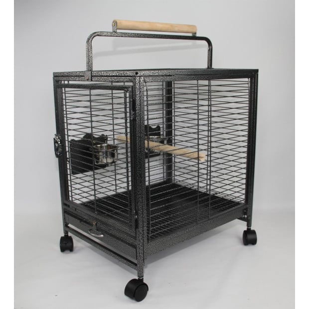 Small Bird Transport Budgie Cage Parrot Aviary Carrier With Wheel Image 2