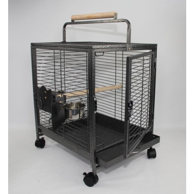 Small Bird Transport Budgie Cage Parrot Aviary Carrier With Wheel Image 3