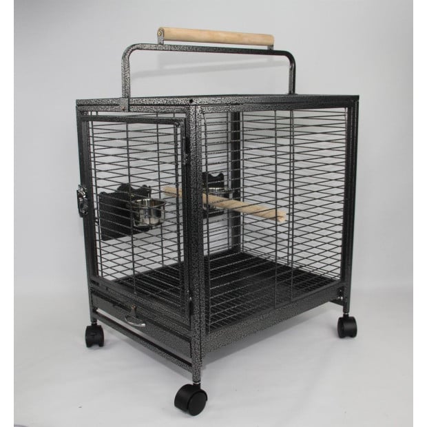 Small Bird Transport Budgie Cage Parrot Aviary Carrier With Wheel Image 4