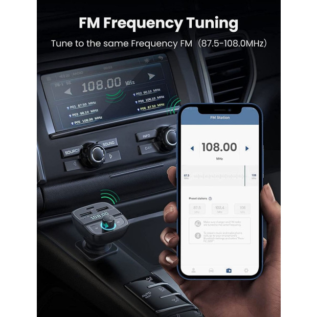 UGREEN 80910 Car Bluetooth 5.0 FM Transmitter Image 3