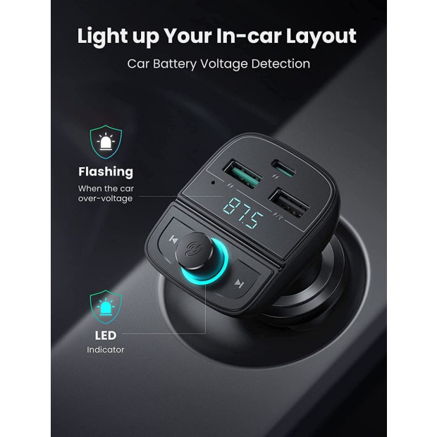 UGREEN 80910 Car Bluetooth 5.0 FM Transmitter Image 4