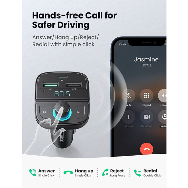 UGREEN 80910 Car Bluetooth 5.0 FM Transmitter Image 6