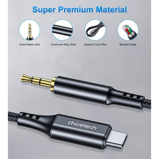 Choetech Aux008 Type-C To 3.5mm Audio Cable 2m Image 5