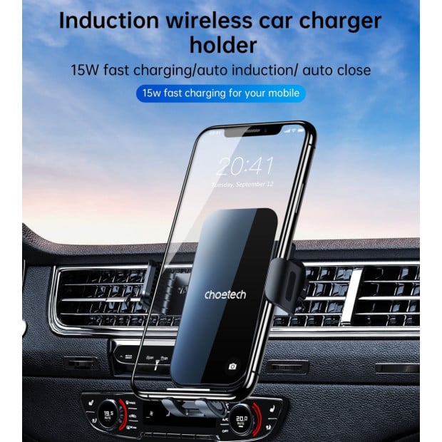 Choetech T202-f Fast Wireless Charging Car Dock Image 3