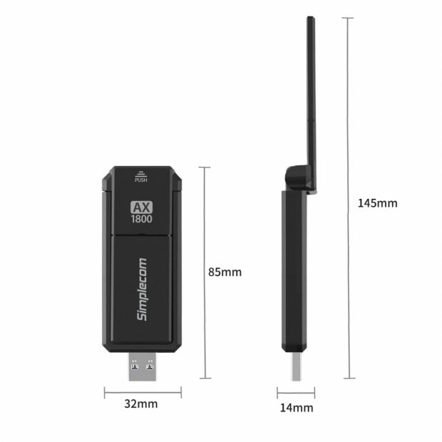 NW812 Ax1800 Dual Band Wifi 6 USB Adapter With Foldable Antenna Image 5