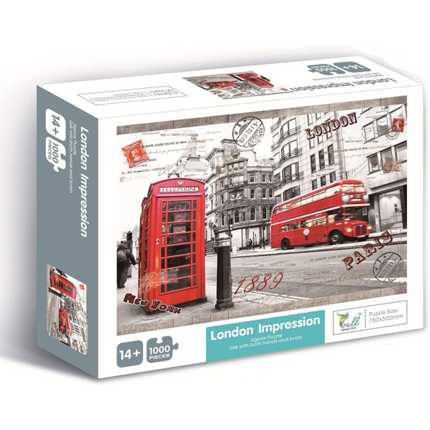 Jigsaw Puzzles 1000 Pieces For Adults London Impression Red Bus Image 2