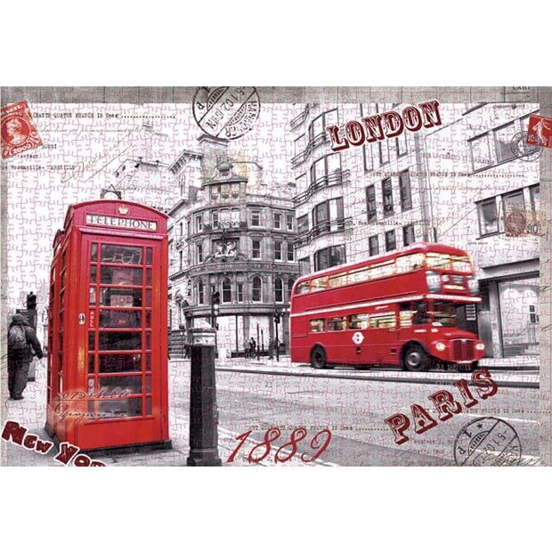 Jigsaw Puzzles 1000 Pieces For Adults London Impression Red Bus Image 3