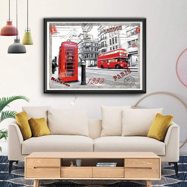 Jigsaw Puzzles 1000 Pieces For Adults London Impression Red Bus Image 6
