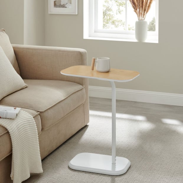Deanna Side Table In White And Light Oak Image 2