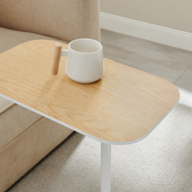 Deanna Side Table In White And Light Oak Image 3
