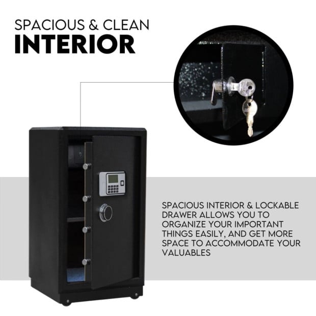 Electronic Digital Safe Box Fire Proof Key Lock Security 118L Image 2