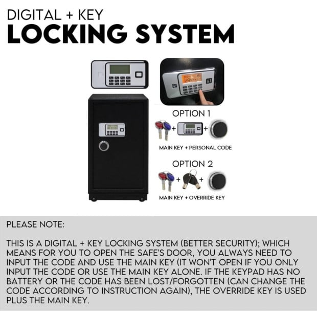 Electronic Digital Safe Box Fire Proof Key Lock Security 118L Image 4