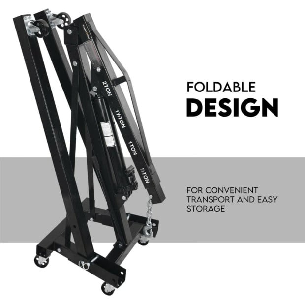 2 Ton Hydraulic Engine Crane Folding Hoist Stand Garage Workshop Image 2
