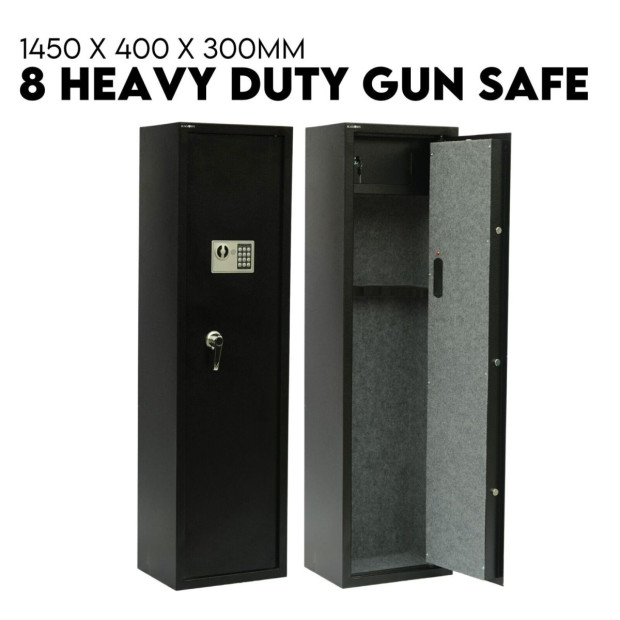 8 Gun Safe Firearm Rifle Storage Lock Box Steel Cabinet HD Locker