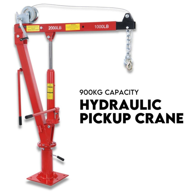 Hydraulic Crane 900kg Pickup Swivel UTE Trailer Lift Hoist Winch Haul