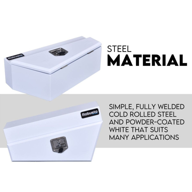 Under Tray Tool Box Underbody Pair Set 750mm White Steel Image 2