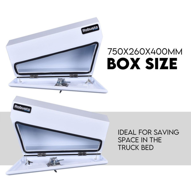 Under Tray Tool Box Underbody Pair Set 750mm White Steel Image 3