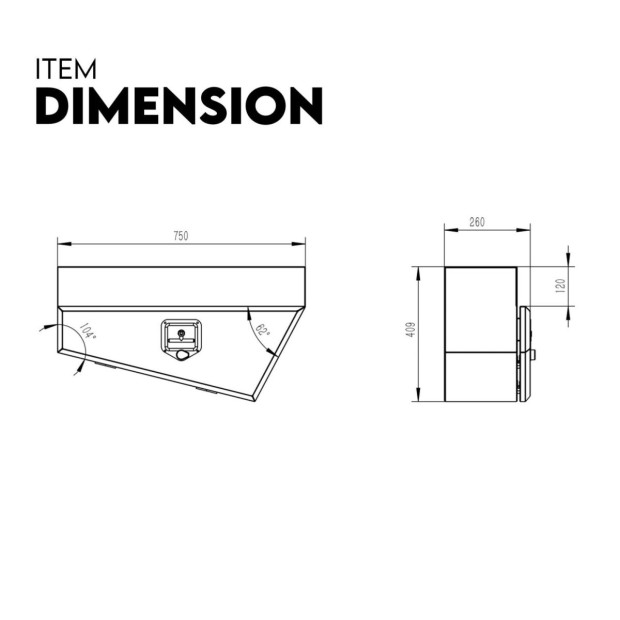 Under Tray Tool Box Underbody Pair Set 750mm White Steel Image 7
