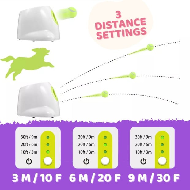 Automatic Ball Launcher Throwing Machine Dog Tennis Pet 6 Balls Image 2