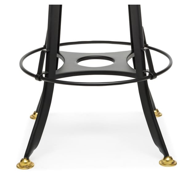 Industrial Wooden Adjustable Swivel Bar Stool w/ Back - Gold Black Image 7