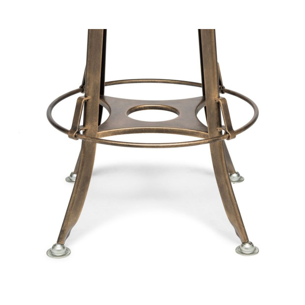 Wooden Adjustable Swivel Bar Stool Chair With Back - Dark French Brass Image 6