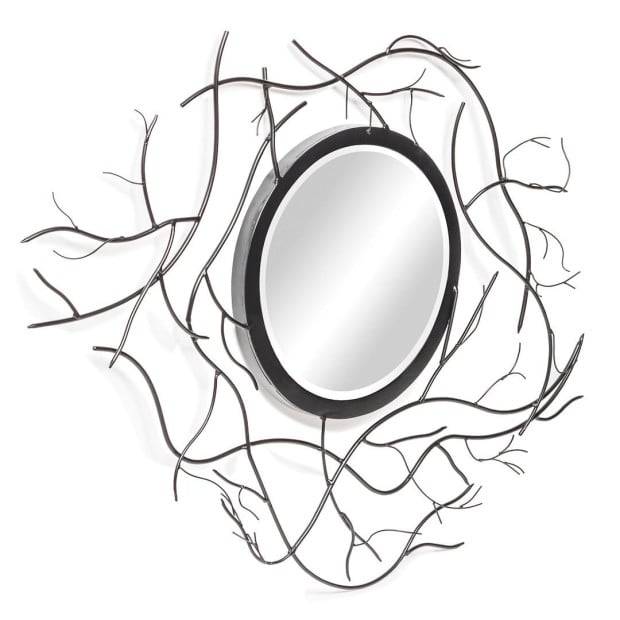 Twig Frame Black Decorative Wall Mirror Art Image 2