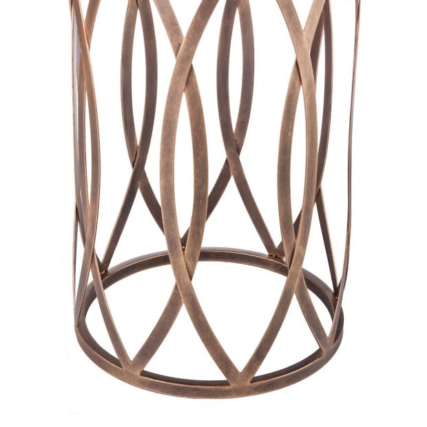 Round Iron Side Table With Cross Legs In Brass Finish Image 3