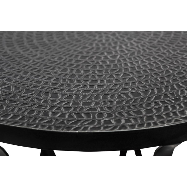 Black Round Iron Side Table With Cross Legs And Silver Finish Top Image 5