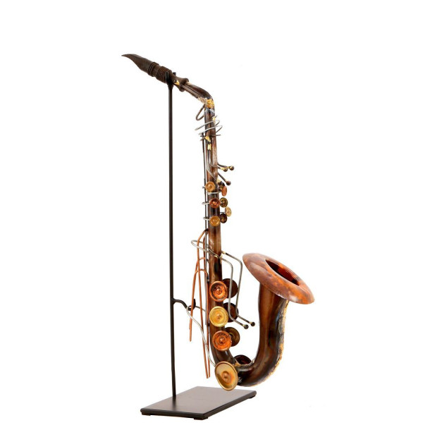 Saxophone Statue Display Ornament For Home Decor In Copper Finish