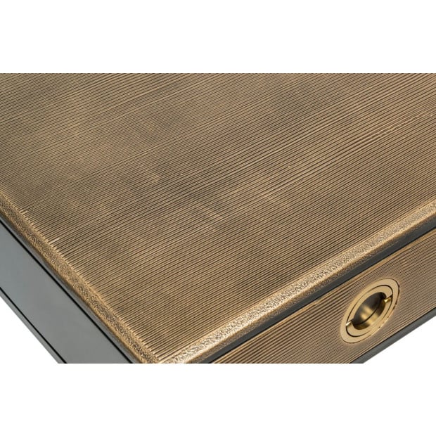 Black Bedside Table With Storage Drawer And Gold Finished Textured Top Image 6