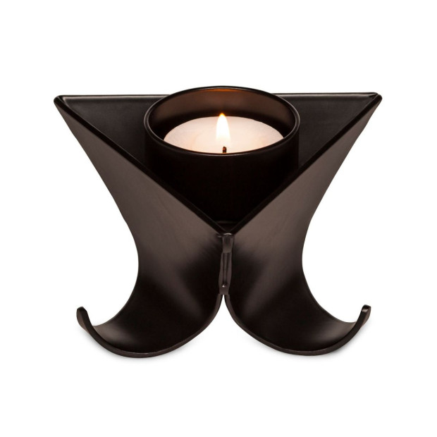 Small Decorative Black Metal Tea Light Candle Holders In Set Of 3 Image 2