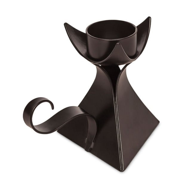 Decorative Black Metal Tea Light Candle Holder With Handle Image 2