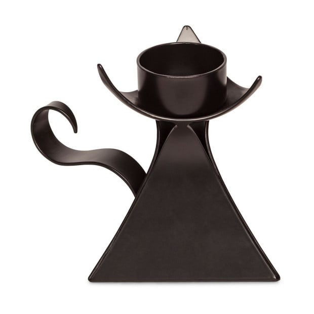 Decorative Black Metal Tea Light Candle Holder With Handle Image 4