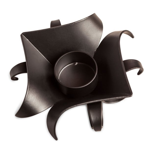 Decorative Black Metal Lotus Tea Light Candle Holders In Set Of 2 Image 5