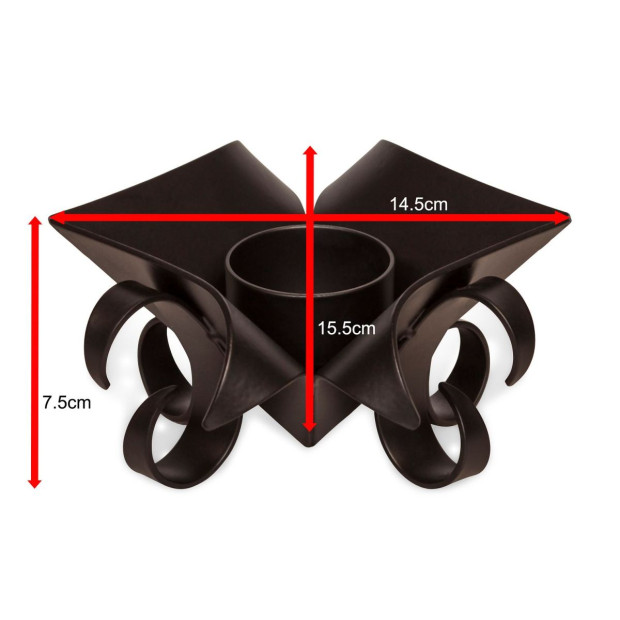 Decorative Black Metal Lotus Tea Light Candle Holders In Set Of 2 Image 6
