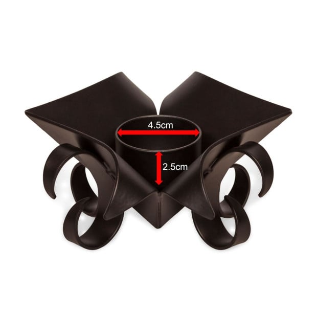 Decorative Black Metal Lotus Tea Light Candle Holders In Set Of 2 Image 7
