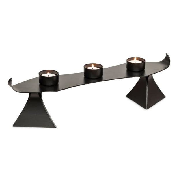 Black Metal Harbour Style Tea Light Candle Holder Stand Image 2