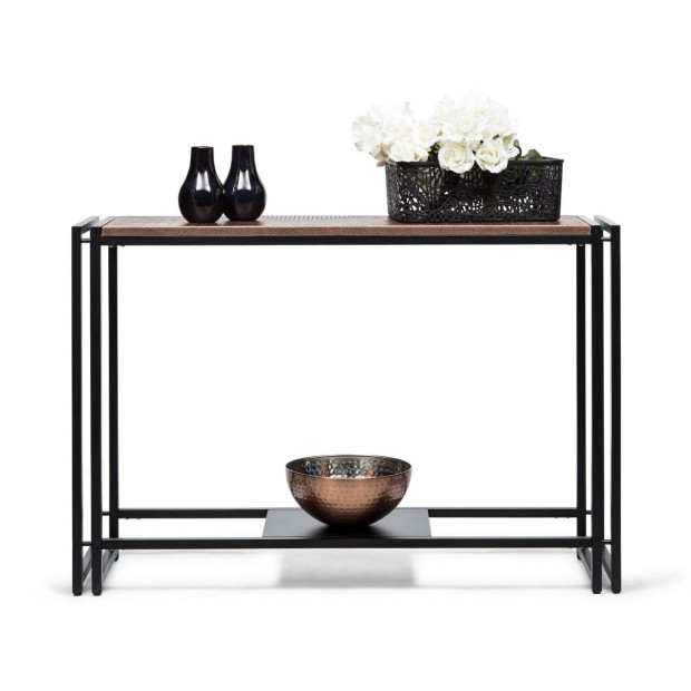 Sleek Hallway Console Table With Copper Textured Top