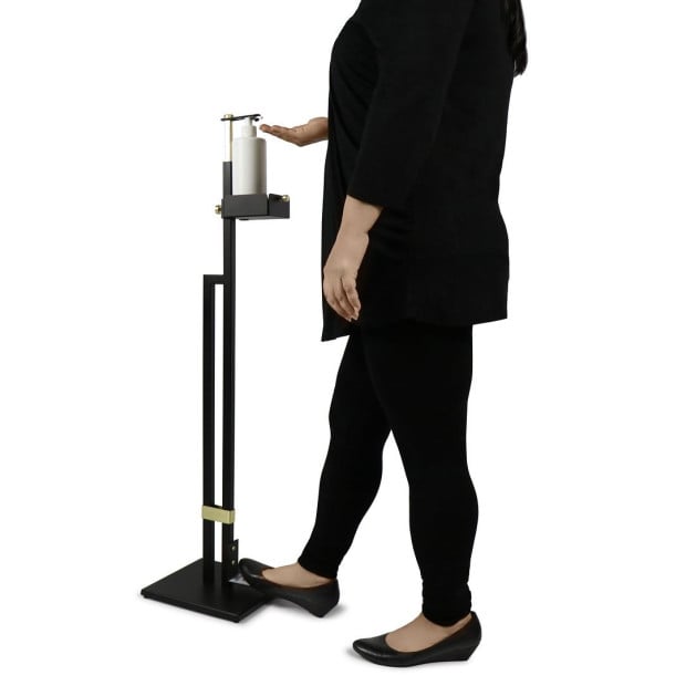 Lirash Touch Free Hand Sanitiser Dispenser Station Foot Operated Black