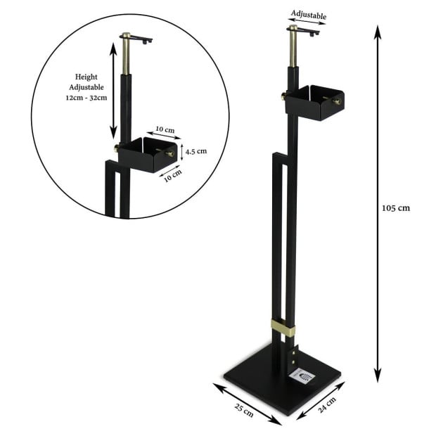 Lirash Touch Free Hand Sanitiser Dispenser Station Foot Operated Black Image 4