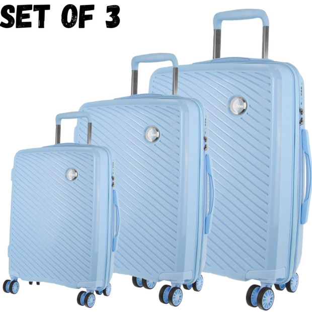 Milleni Hardshell 3-piece Luggage Bag Set Travel Suitcase - Blue Image 2