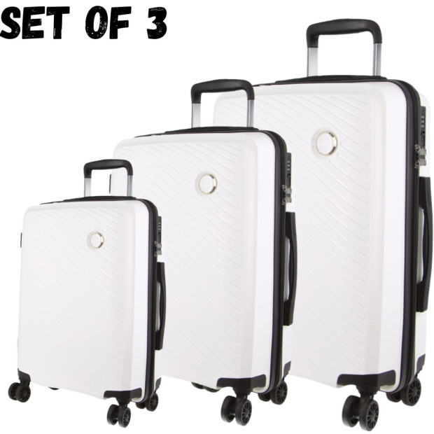 Milleni Hardshell 3-piece Luggage Bag Set Travel Suitcase - White Image 2