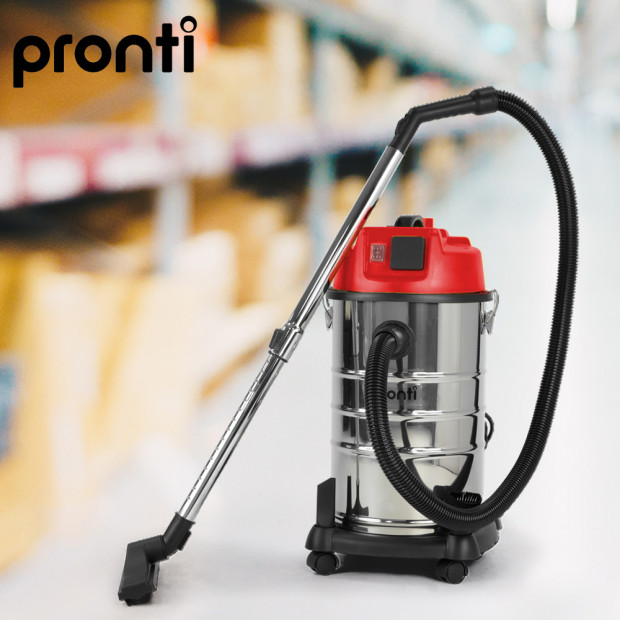 Pronti 30L Stainless Steel Wet Dry Vacuum Cleaner - Red