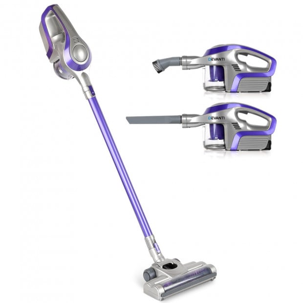 150W Cordless Rechargeable Vacuum Cleaner Stick - Purple & Grey